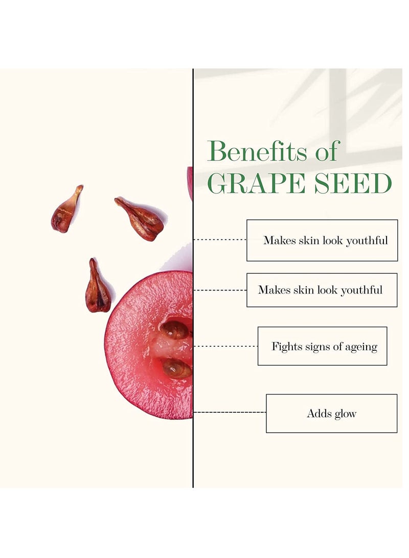 Good Vibes Grape Seed Skin Tightening Facial Oil, 10 ml | Lightweight Hydrating Glowing Anti-Ageing Formula For All Skin Types | Helps Reduce Blemishes & Fine Lines | No Parabens & Sulphates