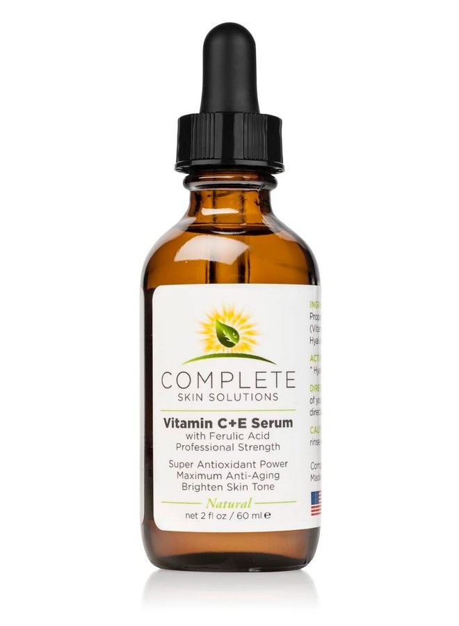 Natural Best Vitamin Ce Serum 2 Oz With Ferulic Hyaluronic Acid Vitamin C 15% Wrinkles Antiaging Sun Damage Repair Antioxidant Protection Made In Usa