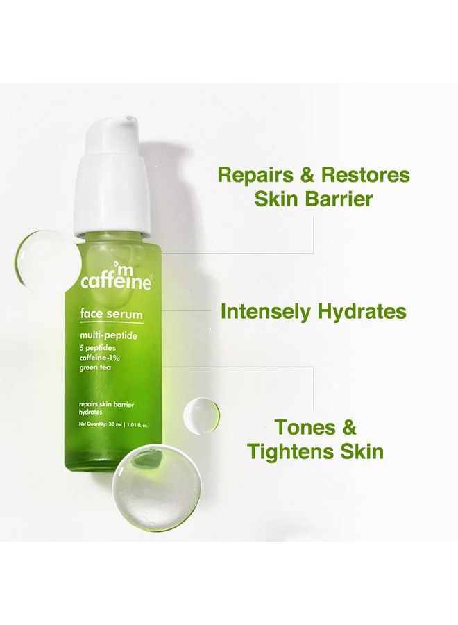 Green Tea & Multipeptide Face Serum For Smooth & Even Toned Skin; Intensely Hydrating Serum For Damaged Skin Repair; Tighten Skin With 5 Peptides; Soothes & Reduces Inflammation 30 Ml