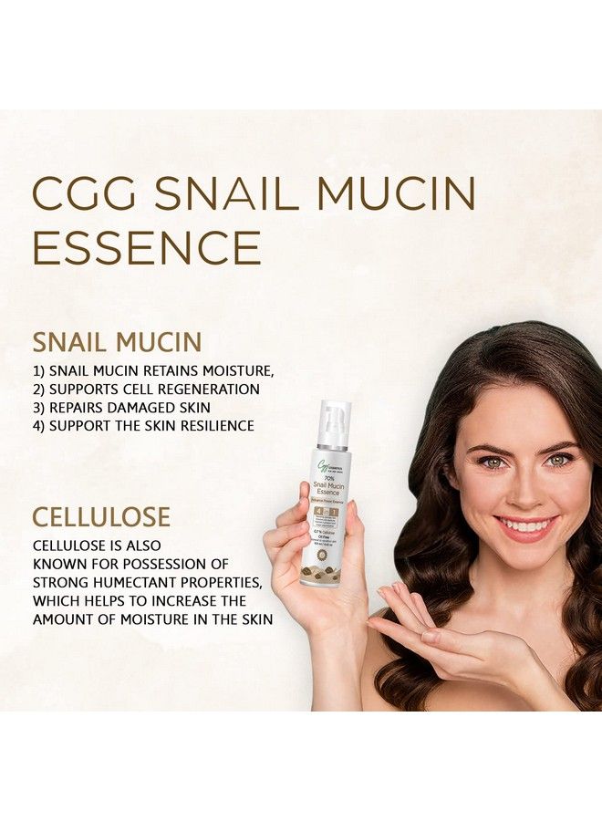 70% Snail Mucin Essence 0.7% Cellulose Oil Free Collagen Booster Barrier Repair For Men & Women All Skin Types 100Ml