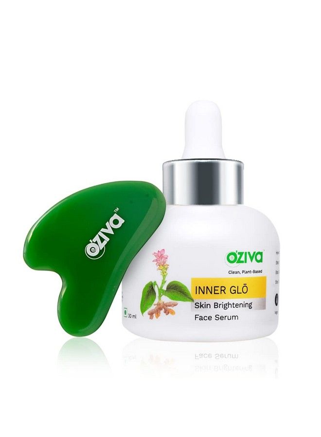 Inner Glō Skin Brightening Face Serum (With Phyto Vitamin C Rosehip Oil Turmeric & Saffron) For Even Tone Radiance & Skin Glow (Inner Glo Face Serum + Gua Sha Stone 30Ml)