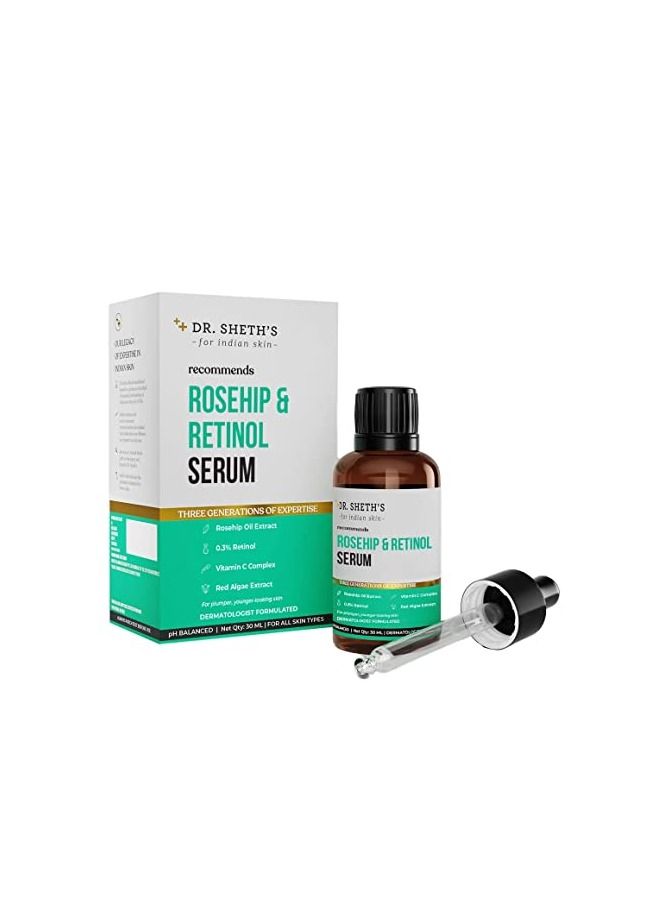 Dr. Sheth’s Rosehip & Retinol Serum with Rosehip Oil Extract and 0.3% Retinol