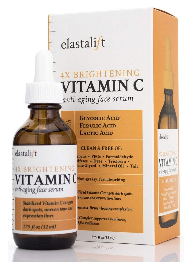 Vitamin C Facial Serum For Age Spots Wrinkles & Expression Lines. Antiaging Face Serum W/Vitamin C & Hyaluronic Acid Brightens Skin To Promote Healthier Skin Complexion 1.75 Fl Oz