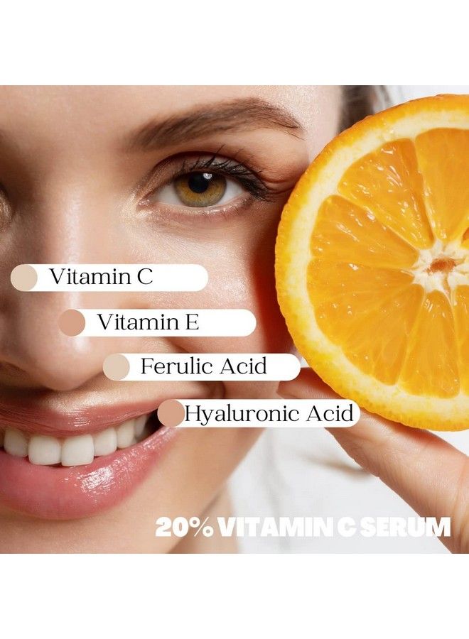 20% Vitamin C Serum For Face ; Anti Aging Face Serum With Hyaluronic Acid Ferulic Acid And Vitamin E ; Brightening Serum For Dark Spots Fine Line And Wrinkles ; No Artificial Colors ; 1 Fl Oz