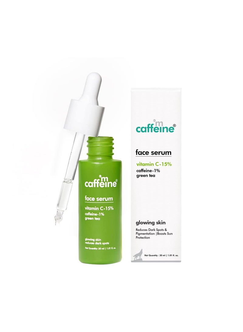 mCaffeine 15% Vitamin C Face Serum for Pigmentation Dark Spot Revives Dull Skin Protects Against Sun Damage