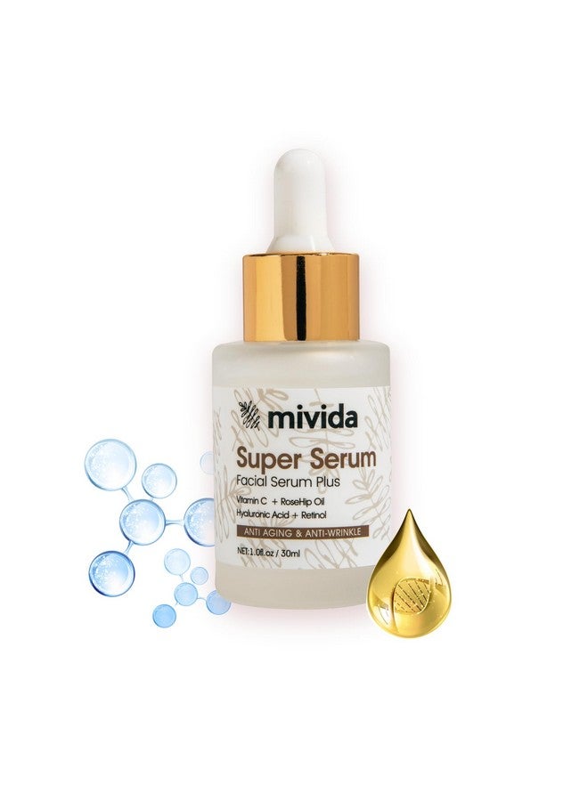 ? Mivida Allinone Super Serum For Face & Neck ; Retinol Hyaluronic Acid Rosehip Oil Vitamin C ; Anti Aging Anti Wrinkle Facial Serum ; Natural No Artifcial Colors ; 1 Fl Oz