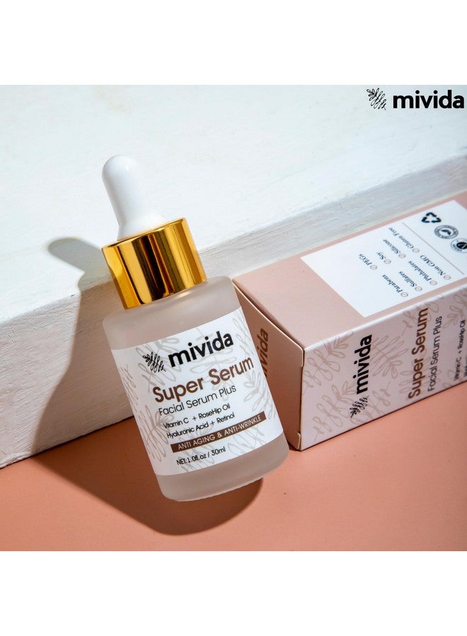 ? Mivida Allinone Super Serum For Face & Neck ; Retinol Hyaluronic Acid Rosehip Oil Vitamin C ; Anti Aging Anti Wrinkle Facial Serum ; Natural No Artifcial Colors ; 1 Fl Oz