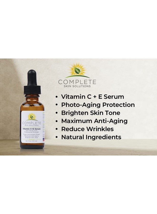 Natural Vitamin Ce Serum 1 Oz With Ferulic Hyaluronic Acid Vitamin C 15% Wrinkles Antiaging Photo Protection On The Skin'S Surface Made In Usa