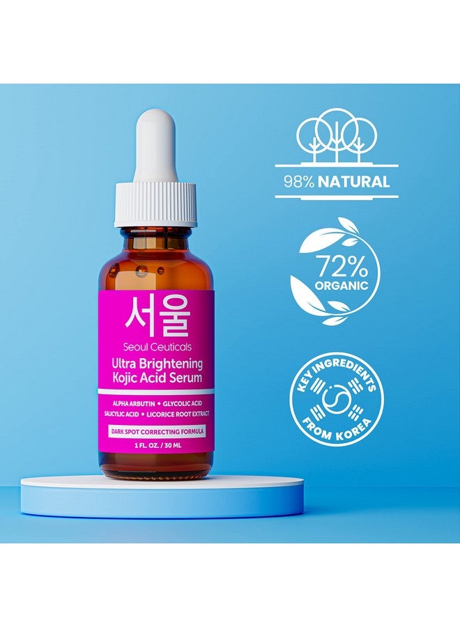 Korean Skin Care Kojic Acid Serum Alpha Arbutin Serum Dark Spot Remover Corrector Glycolic Acid Serum + Salicylic Acid K Beauty For That Glowing Even Skin Tone 1Oz