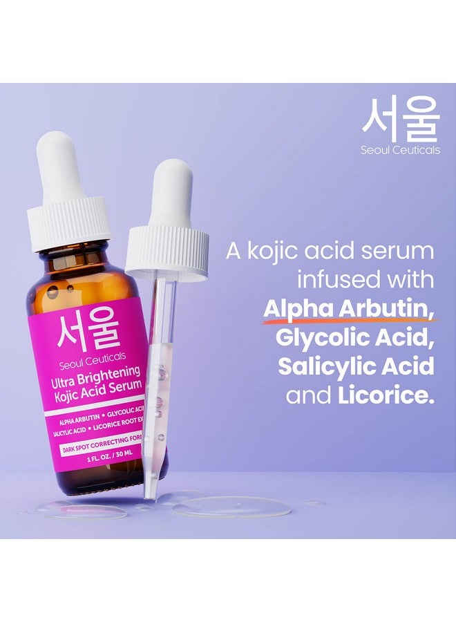 Korean Skin Care Kojic Acid Serum Alpha Arbutin Serum Dark Spot Remover Corrector Glycolic Acid Serum + Salicylic Acid K Beauty For That Glowing Even Skin Tone 1Oz