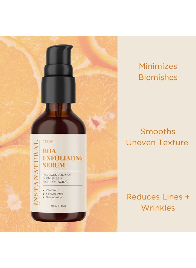 Nstanatural Bha Exfoliating Face Serum Minimizes Lines Wrinkles And Blemishes With Vitamin C And Salicylic Acid 1 Fl Oz