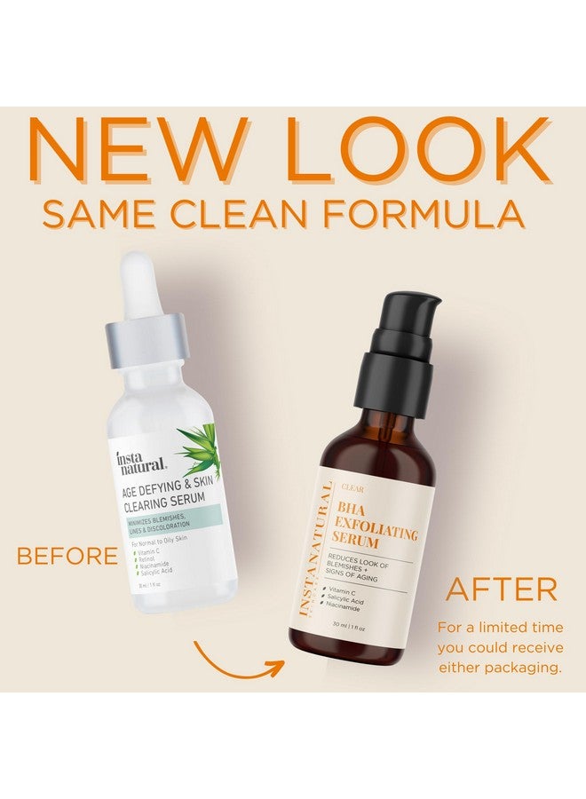 Nstanatural Bha Exfoliating Face Serum Minimizes Lines Wrinkles And Blemishes With Vitamin C And Salicylic Acid 1 Fl Oz