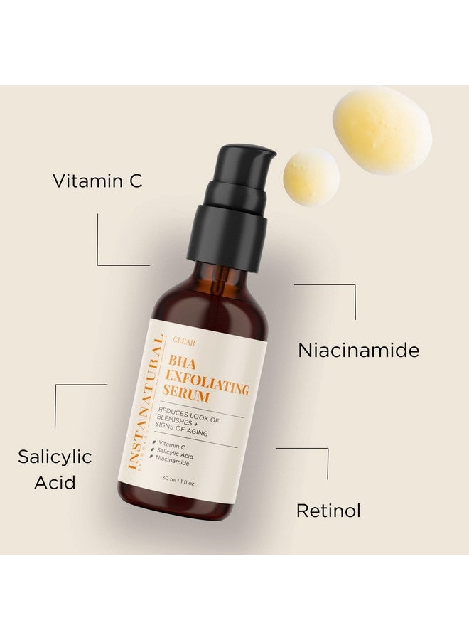 Nstanatural Bha Exfoliating Face Serum Minimizes Lines Wrinkles And Blemishes With Vitamin C And Salicylic Acid 1 Fl Oz