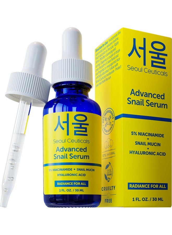 Eoulceuticals Korean 5% Niacinamide + Snail Mucin 97.5% Essence Serum + Hyaluronic Acid Cruelty Free Korean Skin Care Natural & Organic Anti Aging Face Serum For Dull Skin K Beauty 1Oz