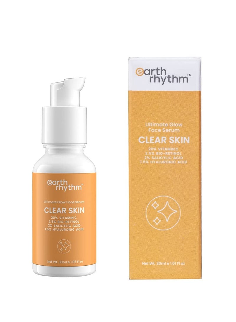 Vitamin C Serum 20% from Earth Rhythm for clear glowing skin with hyaluronic salicylic acid moisturizes and brightens the skin 30ml