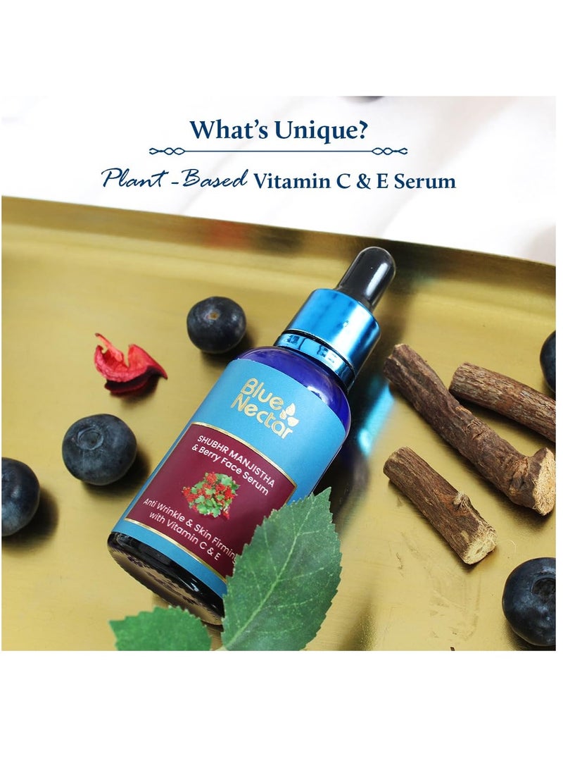 Blue Nectar Manjistha Vitamin C Face Serum for Anti Wrinkle and Skin Firming | Advanced Anti Aging Formula with Power of Vit C and E | Face Serum for Glowing Skin with Radiant Berries