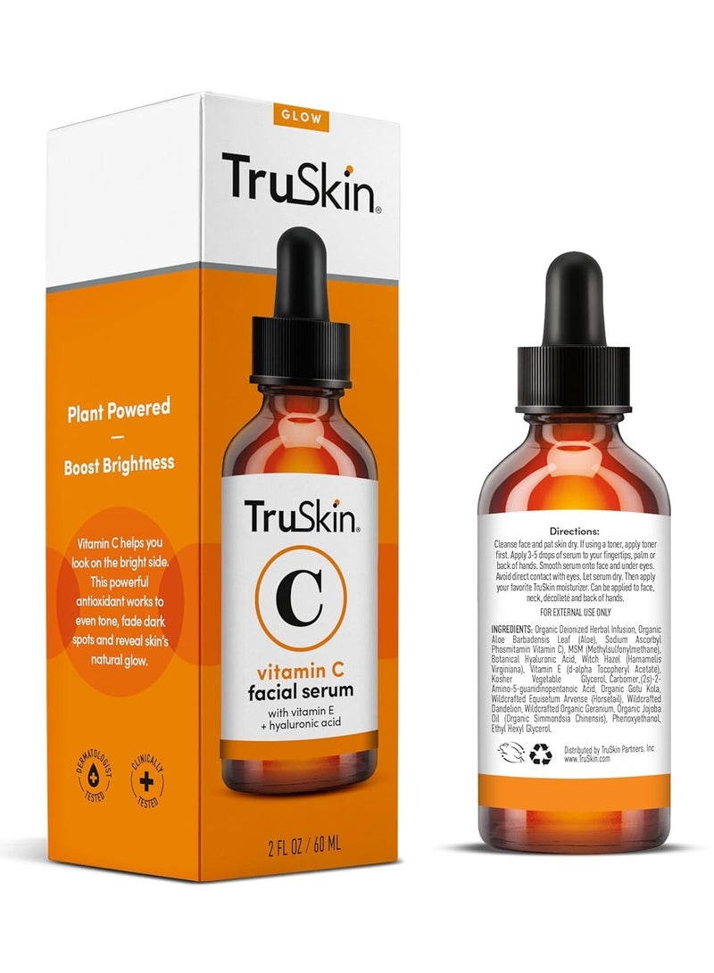 TruSkin Vitamin C Serum – Anti Aging Facial Serum with Vitamin C, Hyaluronic Acid, Vitamin E & More – Brightening Serum for Dark Spots, Even Skin Tone, Eye Area, Fine Lines & Wrinkles, 2 Fl Oz