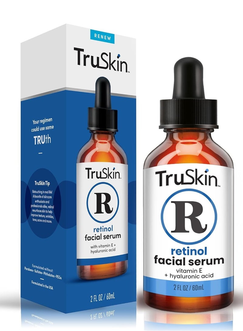 TruSkin Retinol Serum for Face – Gentle Anti-Aging Serum with Retinol, Hyaluronic Acid, and Vitamin E for A More Youthful Feel – Skin Care Made to Improve Fine Lines, Wrinkles, 2 fl oz