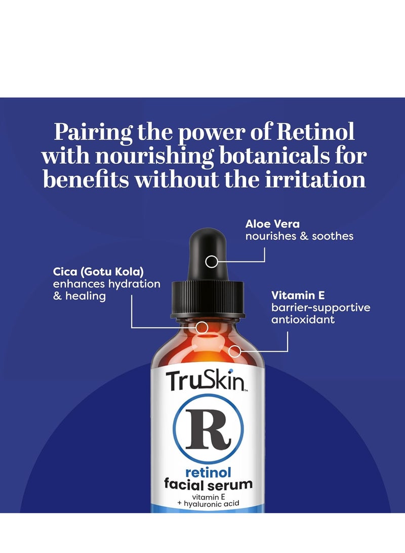 TruSkin Retinol Serum for Face – Gentle Anti-Aging Serum with Retinol, Hyaluronic Acid, and Vitamin E for A More Youthful Feel – Skin Care Made to Improve Fine Lines, Wrinkles, 2 fl oz