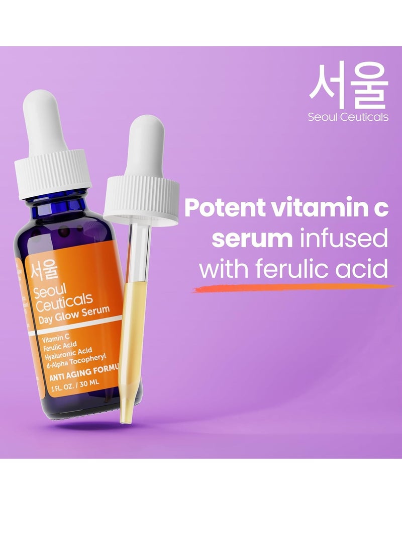 SeoulCeuticals Korean Skin Care 20% Vitamin C Hyaluronic Acid Serum + CE Ferulic Acid - Potent Anti Aging, Anti Wrinkle Korean Beauty 1oz