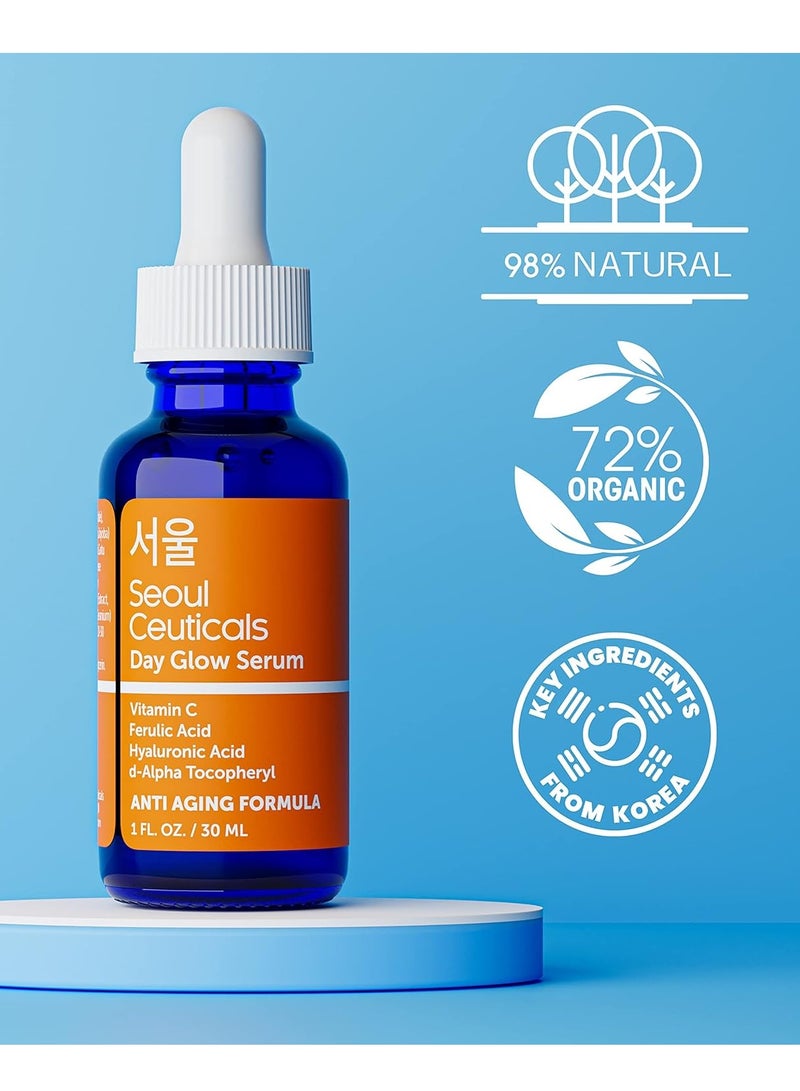 SeoulCeuticals Korean Skin Care 20% Vitamin C Hyaluronic Acid Serum + CE Ferulic Acid - Potent Anti Aging, Anti Wrinkle Korean Beauty 1oz