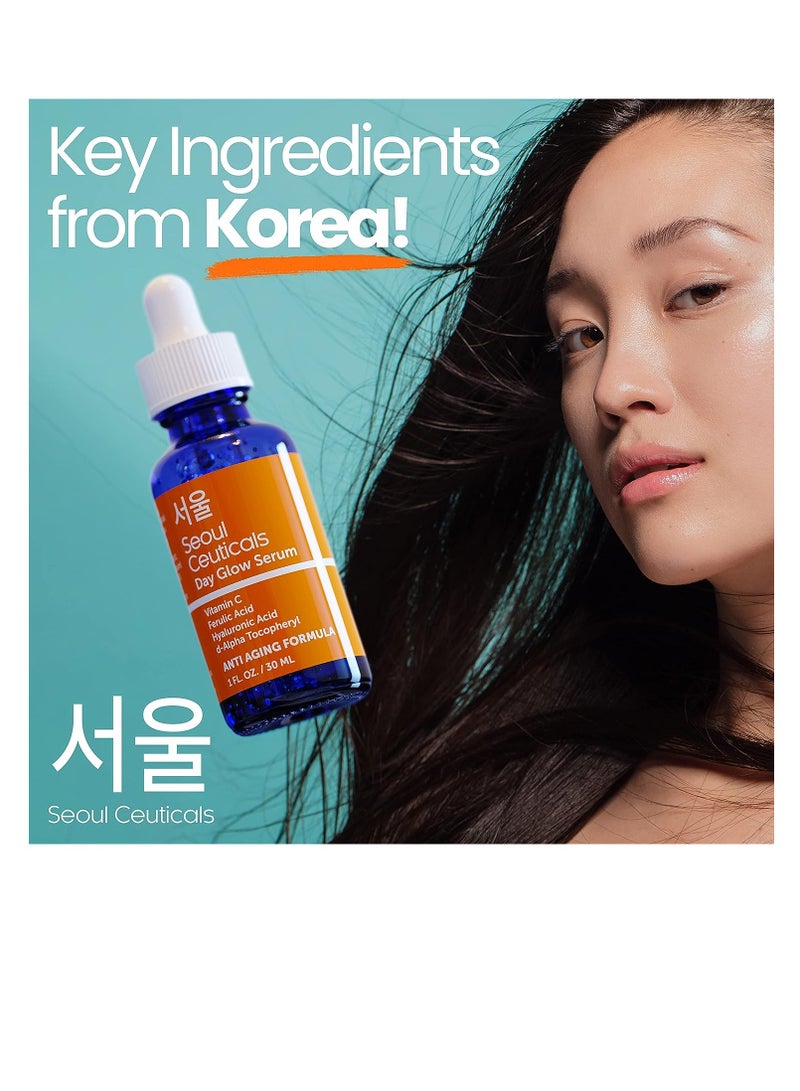 SeoulCeuticals Korean Skin Care 20% Vitamin C Hyaluronic Acid Serum + CE Ferulic Acid - Potent Anti Aging, Anti Wrinkle Korean Beauty 1oz