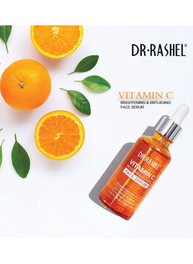 5-Piece Vitamin C Anti Aging And Skin Care Set Orange/White Facial Cleanser 80 g, Cleansing Milk 100 Ml, Essence Toner 100 Ml, Face Serum 50 Ml, Face Cream 50grams