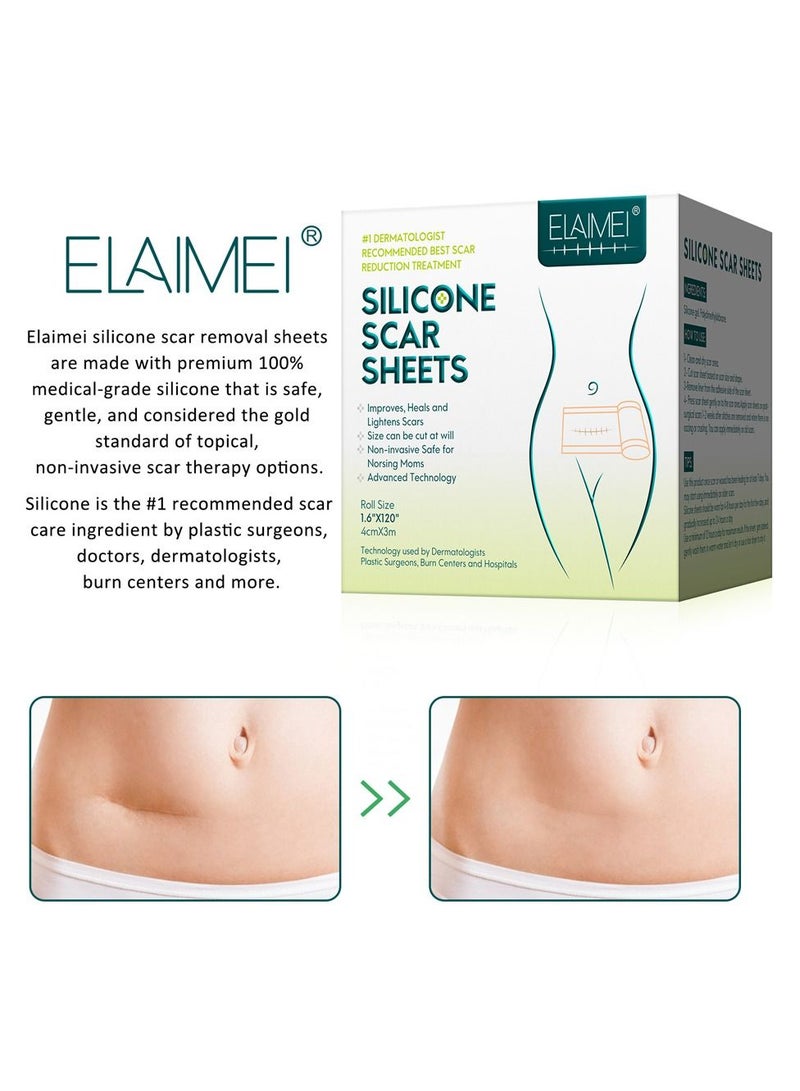 Advanced Skincare Professional Medical Grade Silicone Scar Sheets for C-Sections, Reusable Sheets for Hypertrophic and Keloid Scars,Removes Scars from Injury, Burn, Pregnancy,Surgery