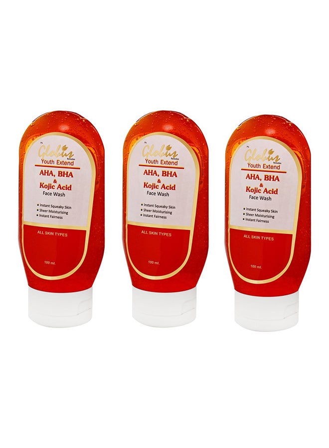 Pack Of 3 AHA, BHA & Kojic Acid Face Wash 3 X 100ml