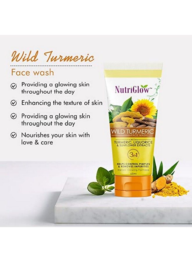 Wild Turmeric Face Wash With Orange Extract For Glowing Skin Fights With Pollution & Dust Reduce Pigmentation Nourishes Your Skin 65Ml Each Pack Of 4