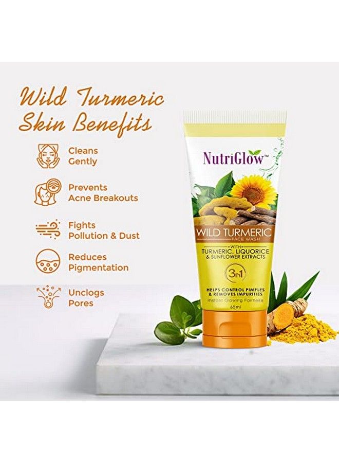 Wild Turmeric Face Wash With Orange Extract For Glowing Skin Fights With Pollution & Dust Reduce Pigmentation Nourishes Your Skin 65Ml Each Pack Of 4