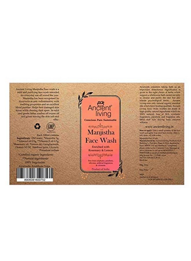 Manjistha Face Wash Purifying Face Cleanser For All Skin Types 100 Ml