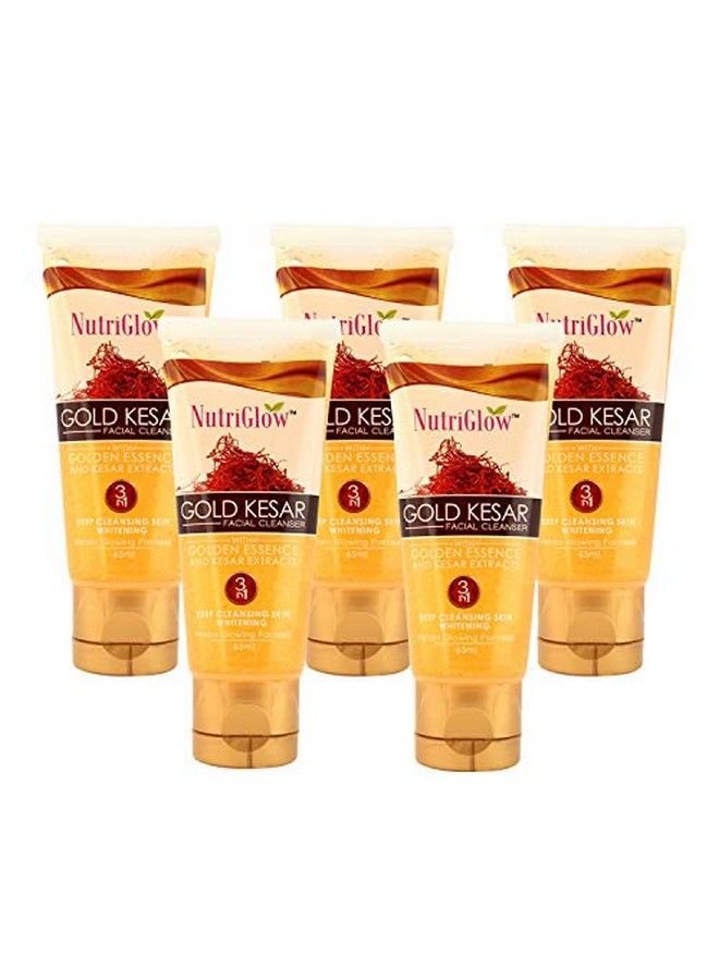 Gold Kesar Face Wash For Deep Cleansing And Radiant Skin Tan Removal Skin Tightening Non Foaming Face Wash All Skin Types No Paraben & Sulphate 65Ml Each Pack Of 5