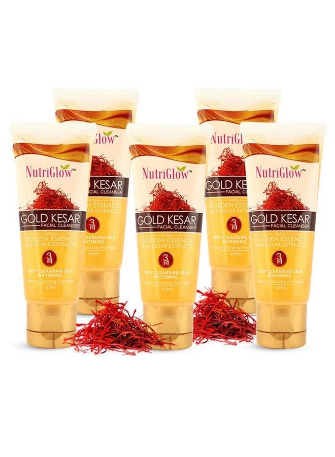 Gold Kesar Face Wash For Deep Cleansing And Radiant Skin Tan Removal Skin Tightening Non Foaming Face Wash All Skin Types No Paraben & Sulphate 65Ml Each Pack Of 5