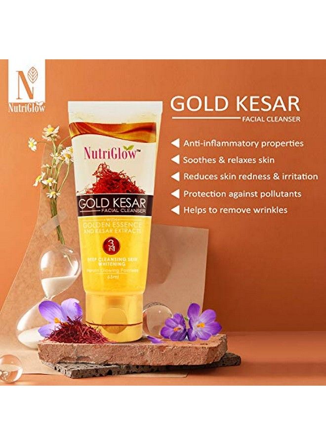 Gold Kesar Face Wash For Deep Cleansing And Radiant Skin Tan Removal Skin Tightening Non Foaming Face Wash All Skin Types No Paraben & Sulphate 65Ml Each Pack Of 5