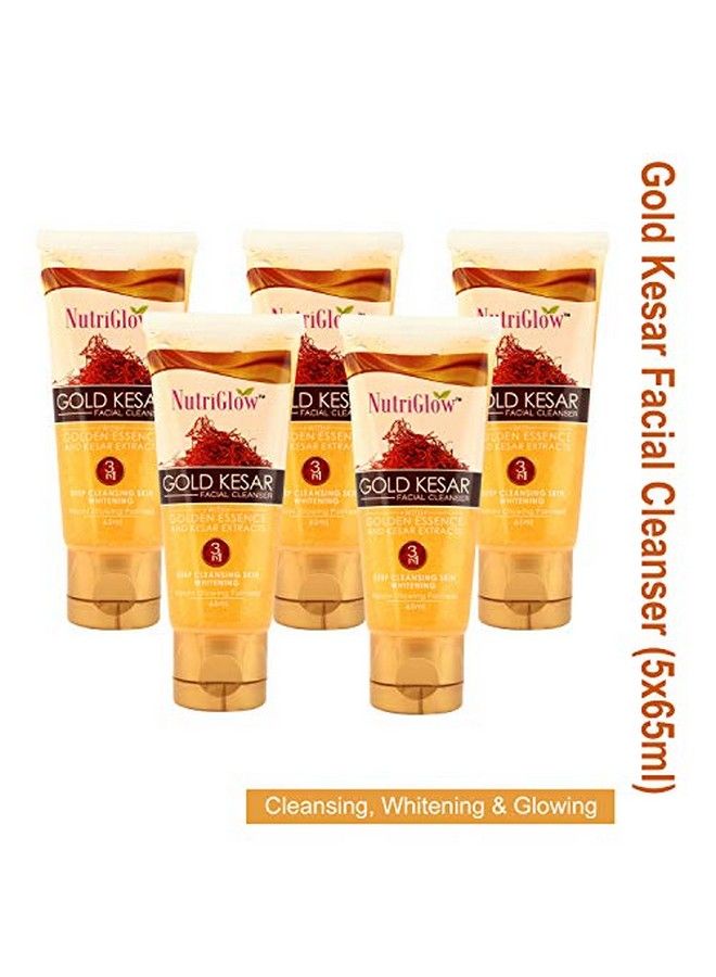 Gold Kesar Face Wash For Deep Cleansing And Radiant Skin Tan Removal Skin Tightening Non Foaming Face Wash All Skin Types No Paraben & Sulphate 65Ml Each Pack Of 5