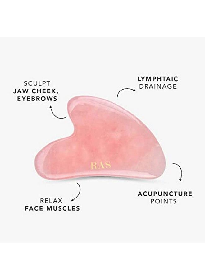 Rose Quartz Gua Sha; Made With 100% Authentic Rose Quartz Crystal; Lifts & Contours Improves Skin Elasticity Reduce Fine Lines & Wrinkles; Pack Of 1