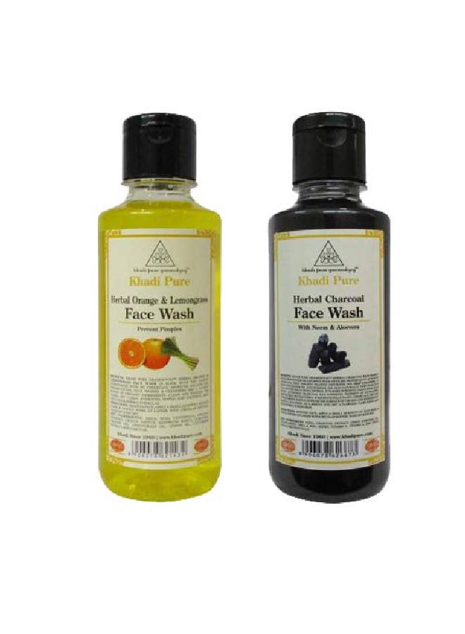 Charcoal & Orange Lemongrass Face Wash 210 ml (Pack of 2)