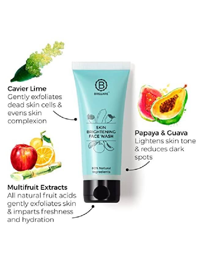 Skin Brightening;Lightening Face Wash Enriched With Lime Cavier Papaya & Multifruit Extract For Pigmented Tanned Skin & Dark Spots 100 ml