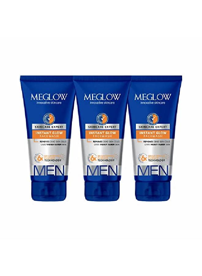 Men Instant Glow Face Wash with SPF15 Combo Pack of 3 (70g) with Brightening Essence Technology |Removes Dead Skin Cells and Make Skin Brighter |Paraben Free |Remove Excess Oil and Makes Skin Smooth