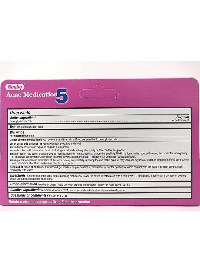 Benzoyl Peroxide 5% Generic For Oxy Balance Acne Medication Gel For Treatment And Prevention Of Acne Pimples Acne Blemishes Blackheads Or Whitehead 15 Ounce (Pack Of 2)