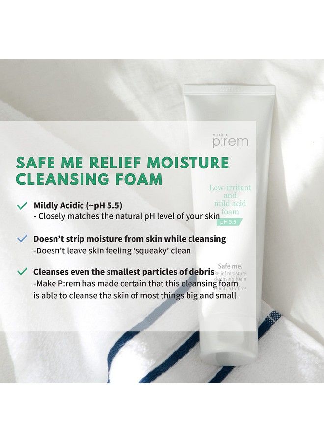 Makeprem Safe Me Relief Moisture Cleansing Foam Nonstripping 5 Oz Hydrating Gentle Calming Foaming Cleanser Sensitive Acneprone Mature Dry Skin Face Wash Ph 55 Subacidic Agedefying Chemical Free