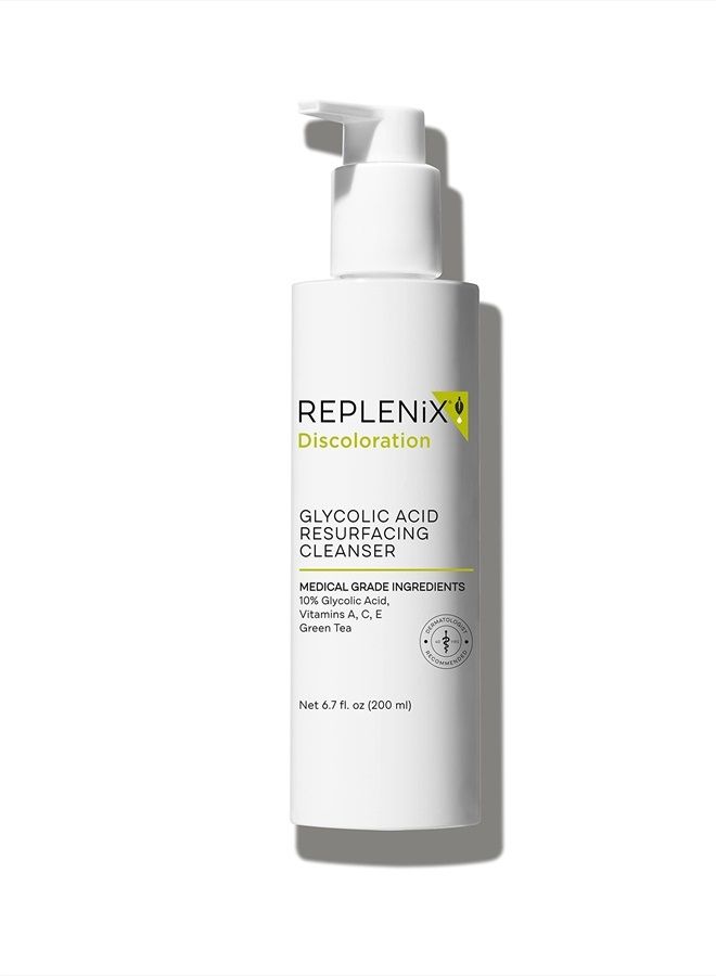 Glycolic Acid Resurfacing Cleanser - Medical Grade Brightening Face Wash, Exfoliating, Reduces Appearance of Pores, Uneven Skin Tone, 6.7 oz.