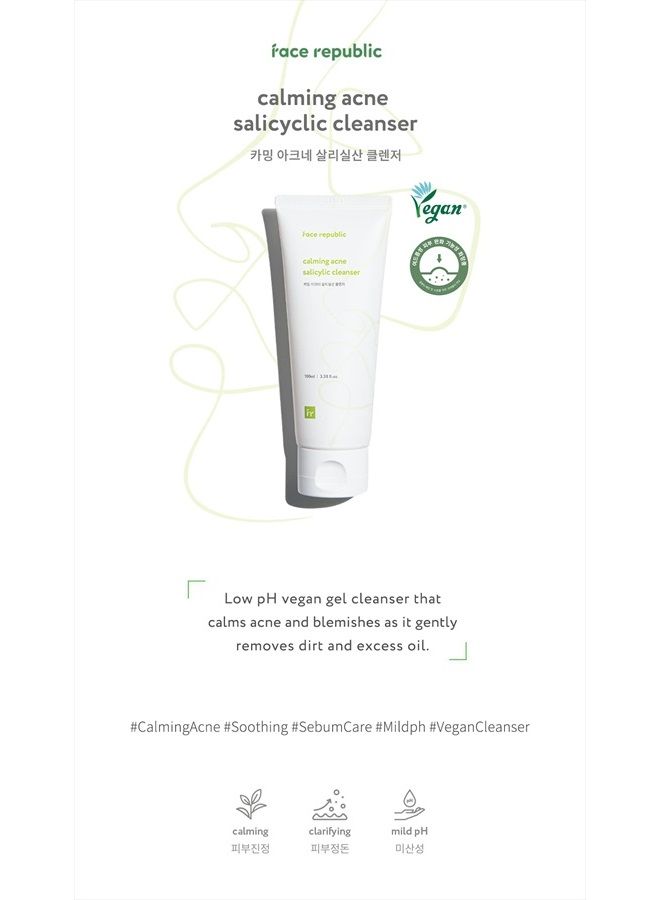 Calming Acne Salicylic Cleanser 100mL | Vegan Certified | Acne Care | Low pH | Calming & Clarifying | Korean Skincare