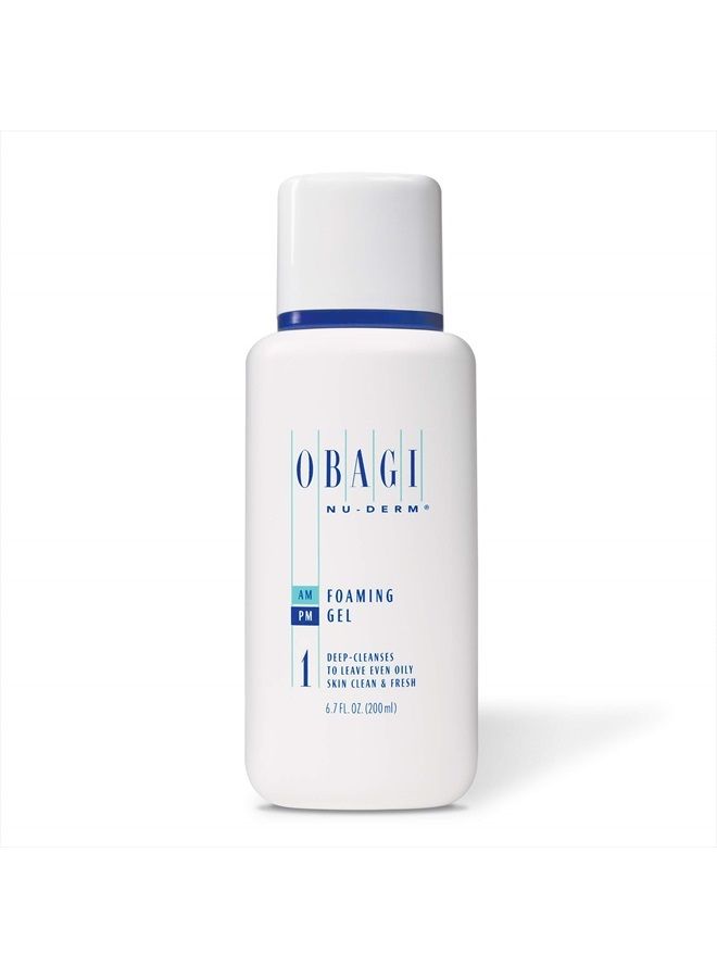 Obagi Nu-Derm Foaming Gel Cleanser with Aloe Vera - Gentle Cleanser for Face, for Normal to Oily Skin - Purifying Cleansing Gel to Remove Impurities, Oil and Makeup - 6.7 Fl Oz (200mL)