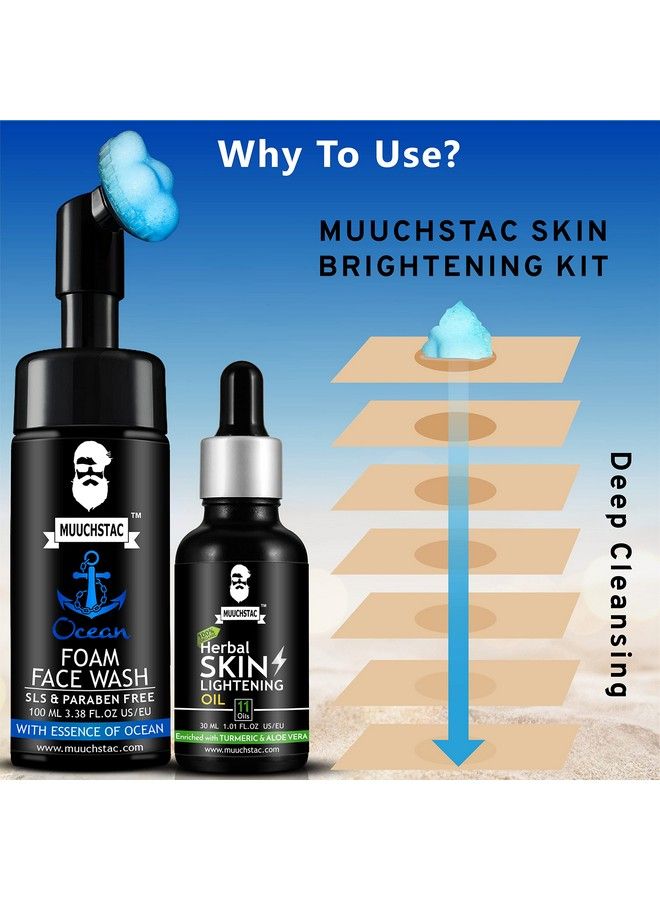 Skin Lightening Oil 30 Ml & Ocean Blue Foam Face Wash 100 Ml Combo For Men Skin Care Kit For Skin Lightening Daily Deep Cleansing And Instant Freshness