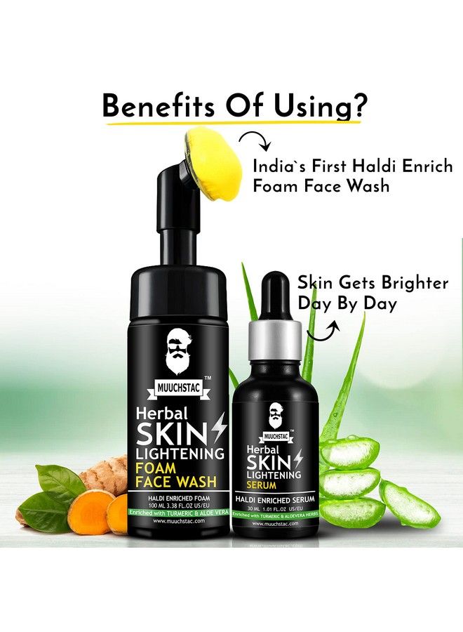 Skin Lightening Haldi (Turmeric) Foam Face Wash & Face Serum Daily Use Combo For Men Get Brighter & Clear Skin For All Skin Types 130Ml