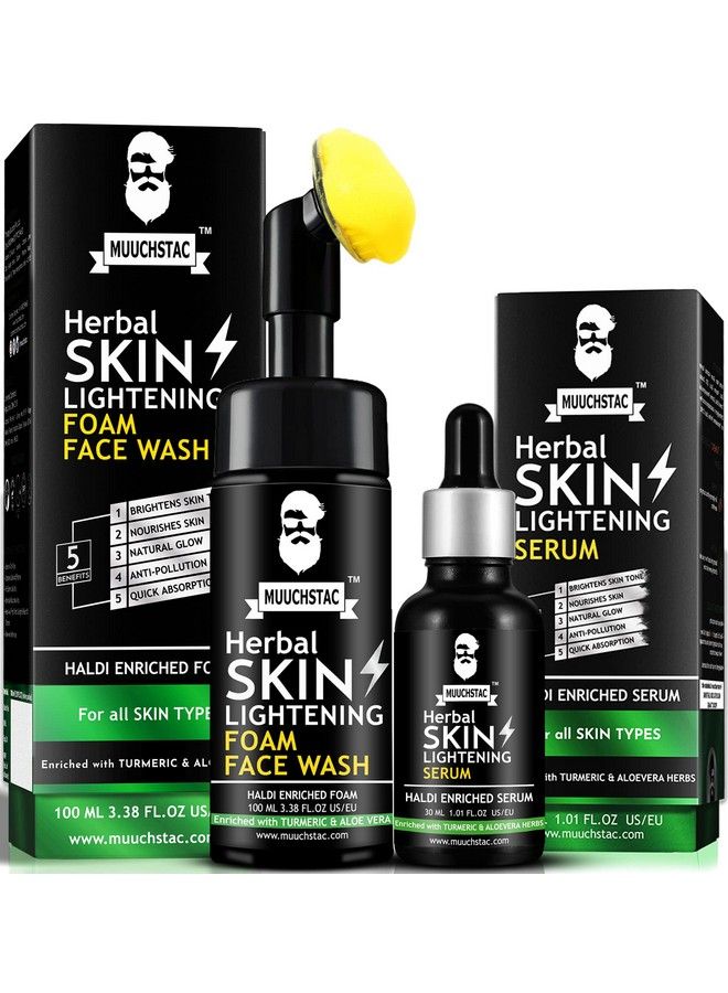 Skin Lightening Haldi (Turmeric) Foam Face Wash & Face Serum Daily Use Combo For Men Get Brighter & Clear Skin For All Skin Types 130Ml