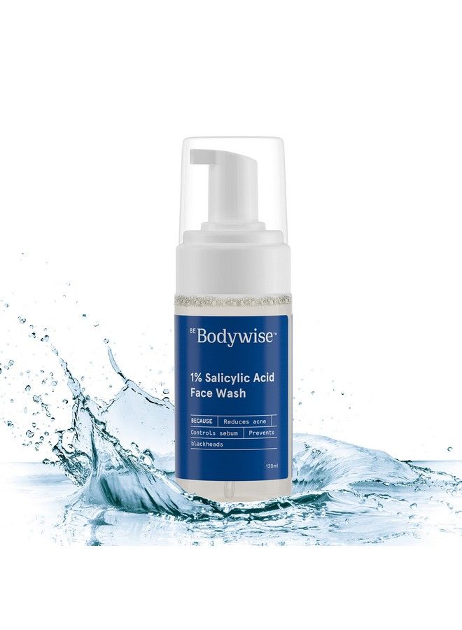 1% Salicylic Acid Oil Control Face Wash For Acne & Pimples Acid Reduces Excess Oil Exfoliates Paraben & Soap Free 120Ml