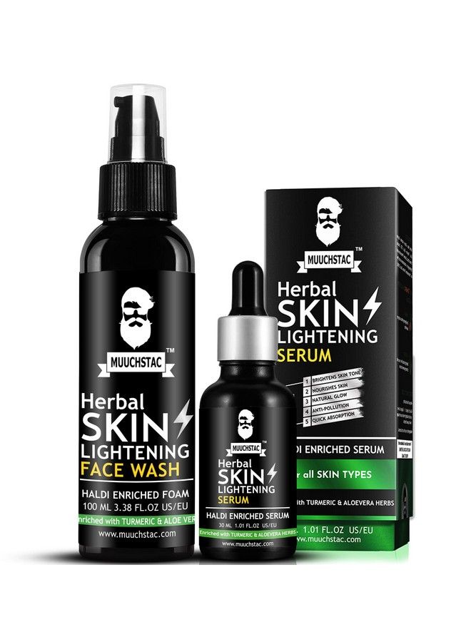 Skin Lightening Haldi (Turmeric) Foam Face Wash And Face Serum Daily Use Combo For Men Get Brighter And Clear Skin Suitable For All Skin Types